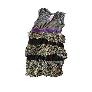 xHilaration Black White Striped Dress Girls 5T